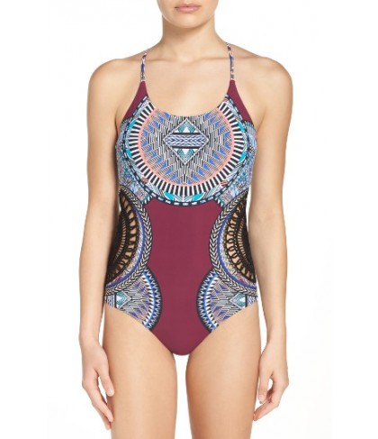 Red Carter Crochet One-Piece Swimsuit - Purple