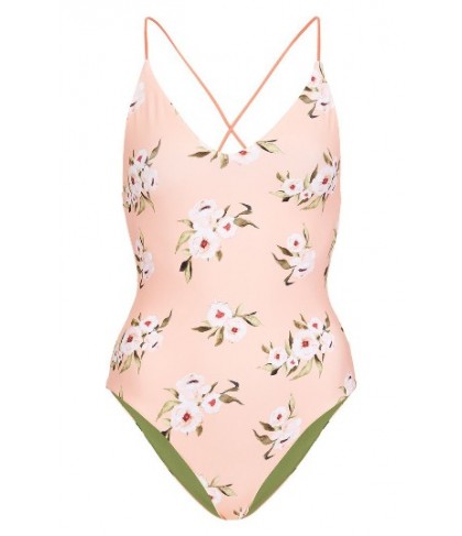 Topshop Posie Reversible One-Piece Swimsuit  US (fits like 1-1) - Pink