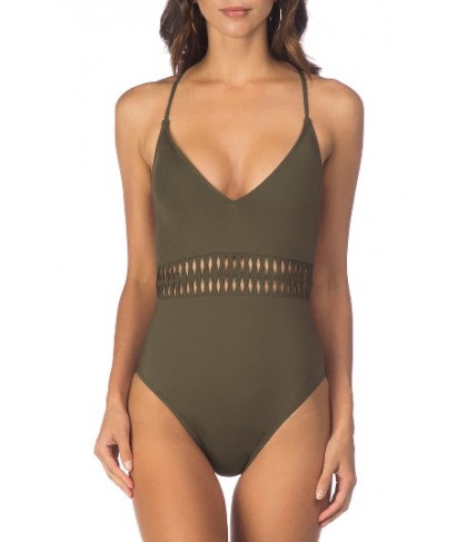 Kenneth Cole Weave Your Own Way One-Piece Swimsuit  - Green