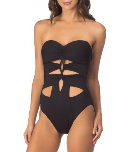 Kenneth Cole Cutout One-Piece Swimsuit  - Black