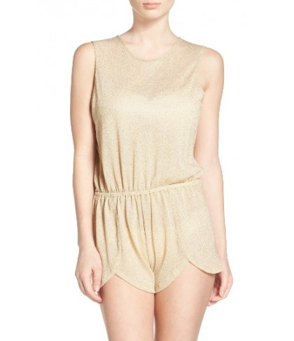 Luli Fama Scalloped Cover-Up Romper - Metallic