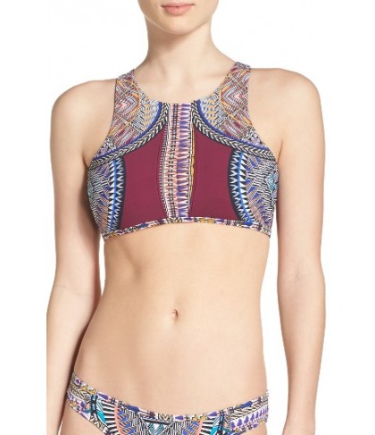 Red Carter High Neck Bikini Top - Purple