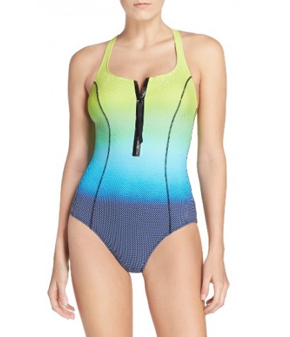 Profile By Gottex One-Piece Zip Swimsuit - Blue