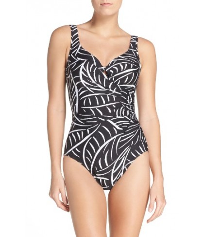 Miraclesuit Hard To Be Leaf Underwire One-Piece Swimsuit - Black