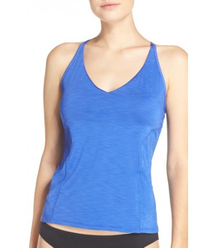 Nike Iconic Heather V-Neck Tankini Top - Blue