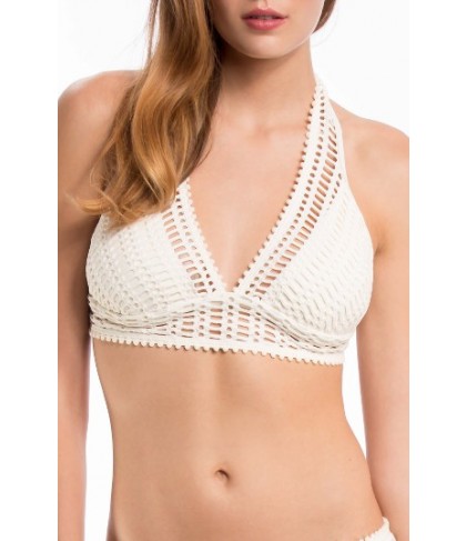 Robin Piccone 'Sophia' Crochet Halter Bikini Top - Ivory