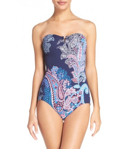 Tommy Bahama Paisley Print One-Piece Swimsuit - Blue