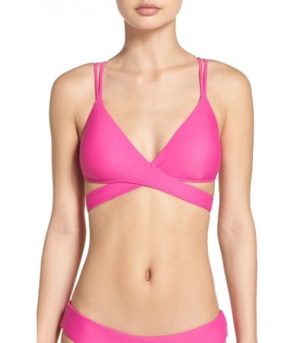  Bca Move Along Wrap Bikini Top, Size D - Pink