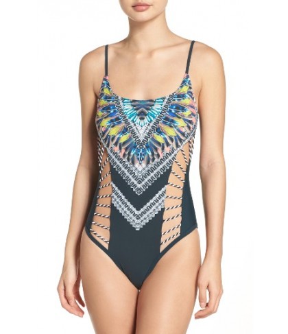 Red Carter Cutout One-Piece Swimsuit - Green