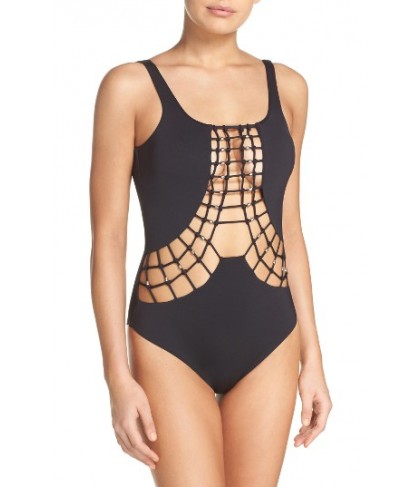 Dolce Vita Macrame Cutout One-Piece Swimsuit - Black