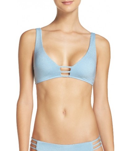  L Space Bralette Bikini Top, Size D - Blue