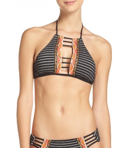 Isabella Rose Spanish Rose Strappy Bikini Top - Black