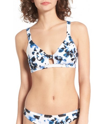 Rvca Liquid Rose Bralette Bikini Top - White