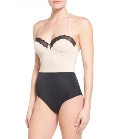 Topshop Scallop One-Piece Swimsuit US (fits like 6-8) - Black