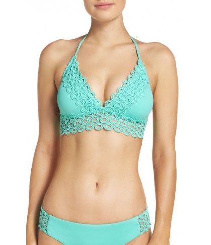  Becca Siren Triangle Bikini Top, Size D - Green