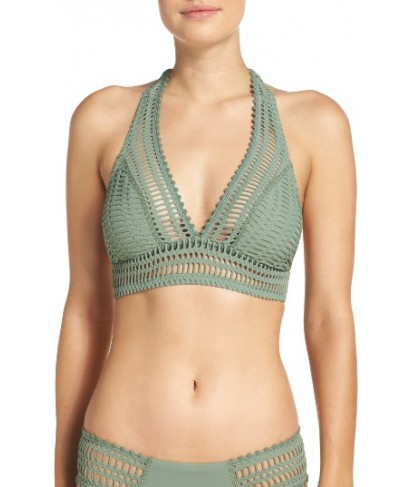 Robin Piccone 'Sophia' Crochet Halter Bikini Top - Green