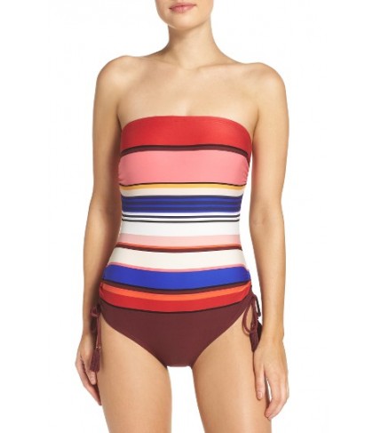 Kate Spade New York Stripe One-Piece Swimsuit - Burgundy