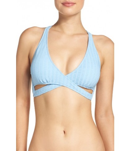 Lucky Brand Sucker For Pretty Faux Wrap Bikini Top - Blue