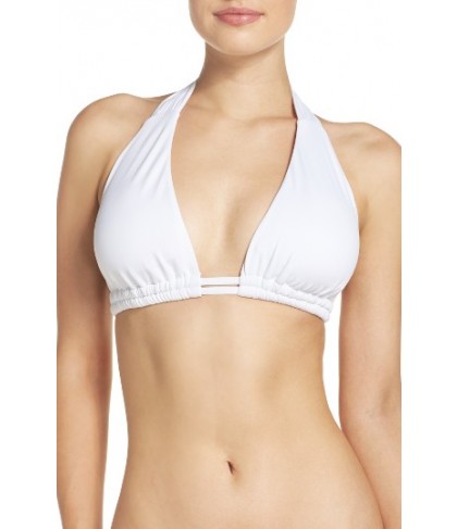  Becca Color Code Halter Bikini Top, Size D - White