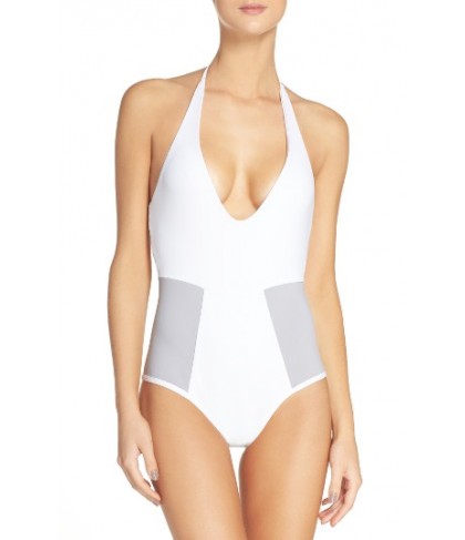 L Space Fireside Halter One-Piece Swimsuit - White