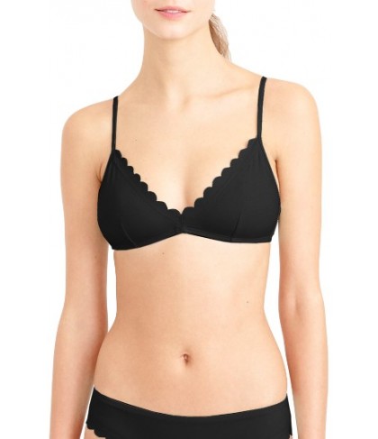 J.crew Scalloped Italian Matte Bikini Top - Black