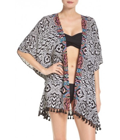 La Blanca Cover-Up Kimono/Medium - Black