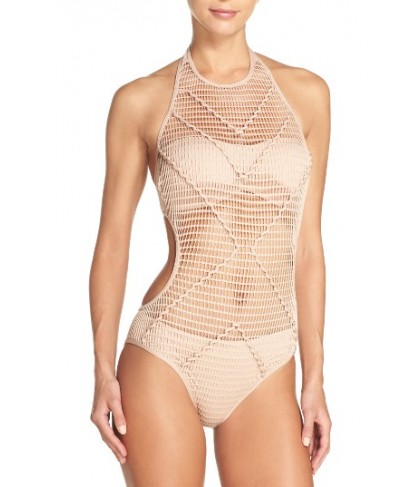 Kenneth Cole New York Wrapped In Love One-Piece Swimsuit - Beige