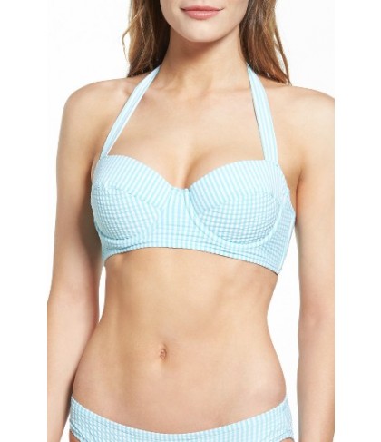 Vineyard Vines Underwire Seersucker Halter Bikini Top - Blue