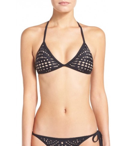 Pilyq Laser Cut Bikini Top - Black