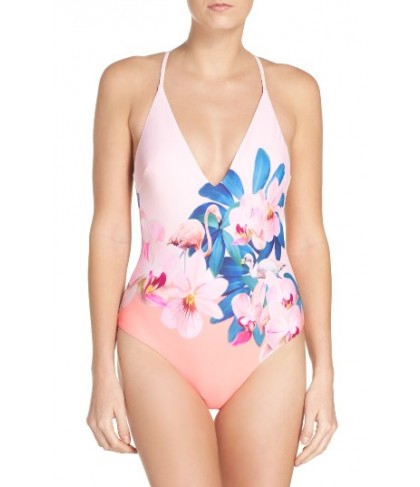 Ted Baker London Orchid Wonderland One-Piece Swimsuit - Beige