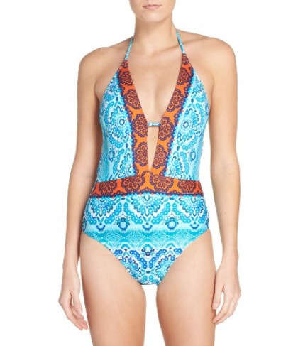La Blanca All In Mix Plunge One-Piece Swimsuit - Blue