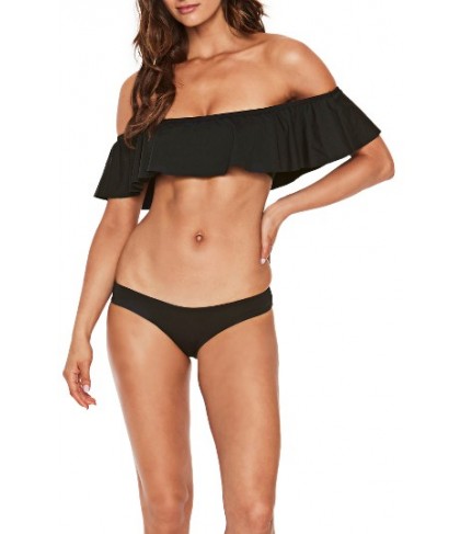 L Space Ruffle Swim Top - Black