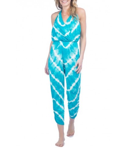 Green Dragon Tie Dye Cover-Up Jumpsuit - Blue/green