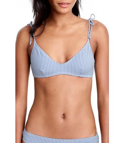 J.crew Shoulder Tie Seersucker French Bikini Top