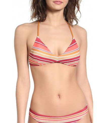 Rvca Stripe Type Triangle Bikini Top - Red