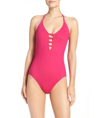 La Blanca Caged Strap One-Piece Swimsuit - Purple