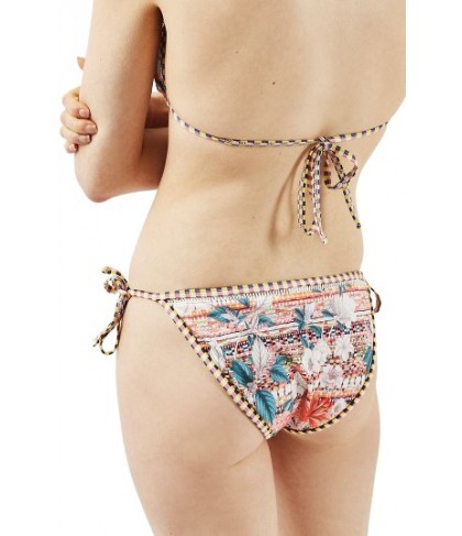 Topshop Floral Geo Tie Bikini Bottoms - Ivory