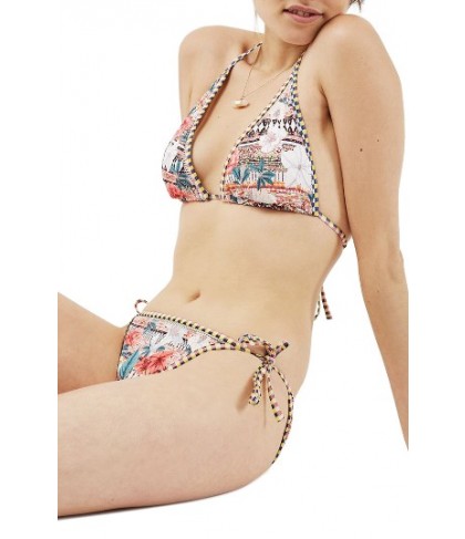 Topshop Geo Floral Bikini Top - Ivory