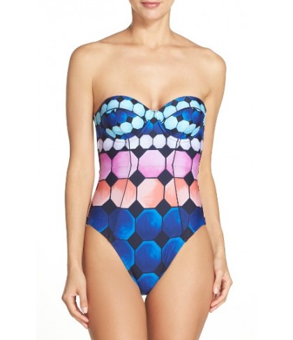 Ted Baker London Marina Mosaic Convertible One-Piece Swimsuit4DD/E (DD/3D US) - Blue