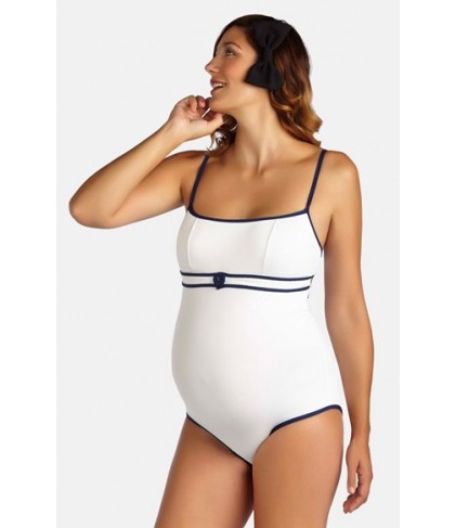 Pez D'Or 'Rimini' Pique One-Piece Maternity Swimsuit  - White