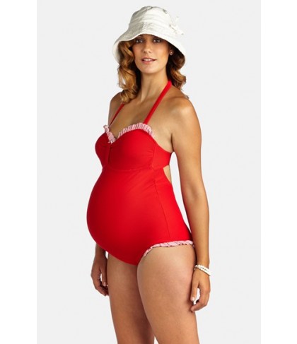 Pez D'Or 'Montego Bay' Ruffle One-Piece Maternity Swimsuit - Red