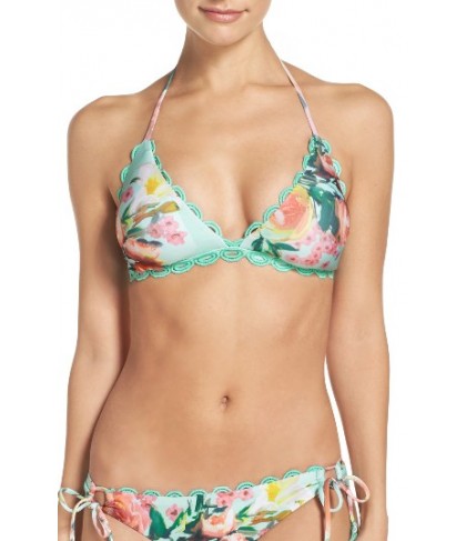  Becca High Tea Bikini Top, Size D - Green