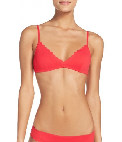 J.crew Scalloped Italian Matte Bikini Top - Red