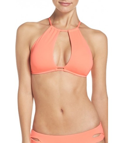  Becca Color Code Halter Bikini Top, Size D - Orange