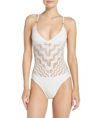 Robin Piccone Crochet One-Piece Swimsuit - White