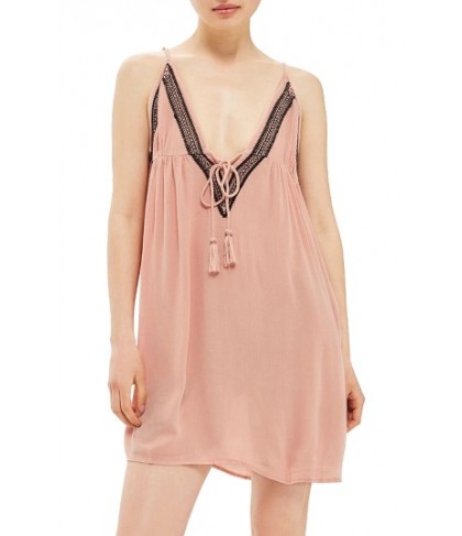 Topshop Embroidered Cover-Up Slipdress - Pink