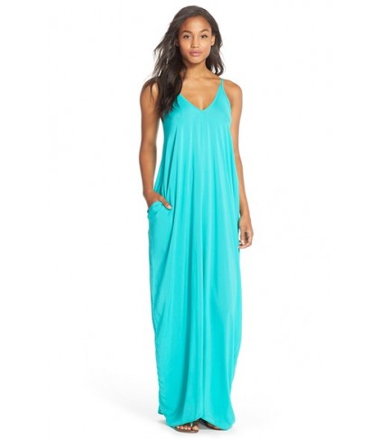 Elan V-Back Cover-Up Maxi Dress  - Green