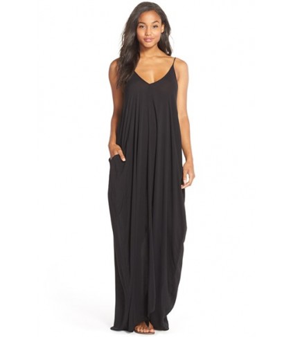 Elan V-Back Cover-Up Maxi Dress - Black