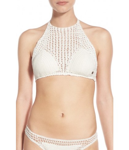 Billabong 'Hippie Hooray' High Neck Crochet Bikini Top - White