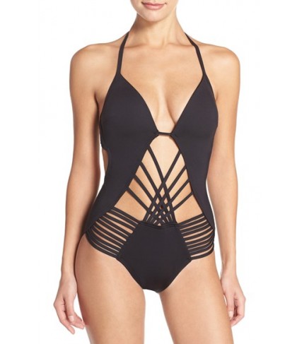 Kenneth Cole New York Push-Up One-Piece Swimsuit - Black